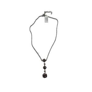 Tripia Wood with Cubic Zirconia Drop Necklace Silver Chain 16-18 inches